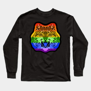 illustrated SNOW LEOPARD PRIDE series (gay pride flag) rainbow ROYGBIV Long Sleeve T-Shirt